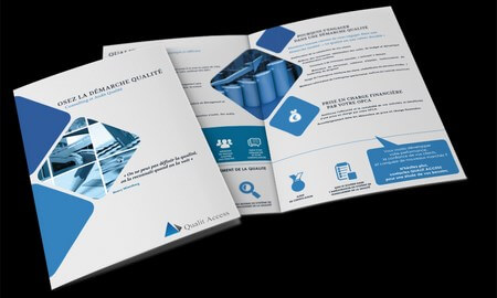 Plaquettes commerciales, impression design et choix du papier pour Qualit acces